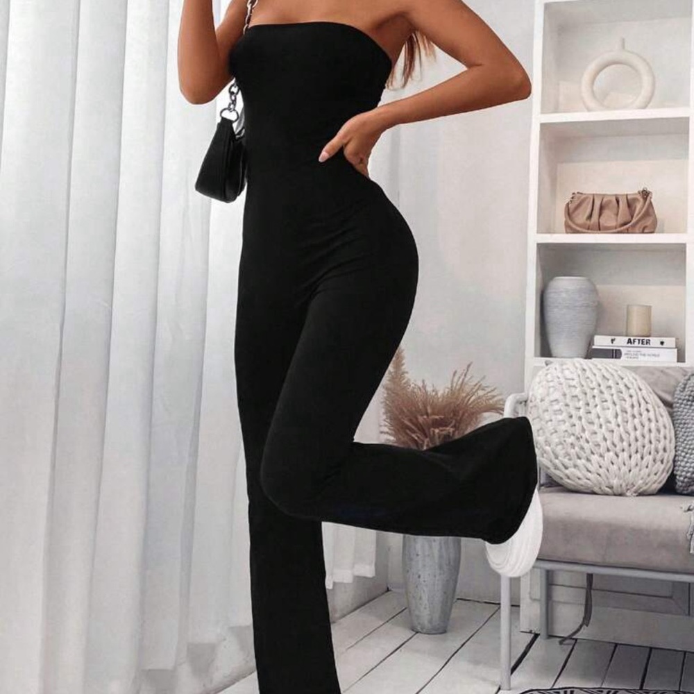 SHEIN essnce solid flare leg tube jumpsuit